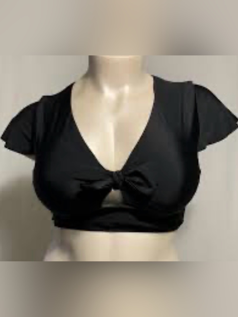Torrid Swimsuit Swim Top Wireless Flutter Sleeve Front Tie Black Size 3